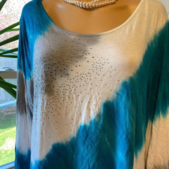Avenue Soft Stretchy Casual Boho Tied Dyed Summer Blouse Women Plus Size 18/20 - Picture 5 of 7
